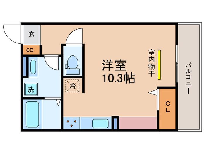 エスポワール東山(ワンルーム/2階)の間取り写真