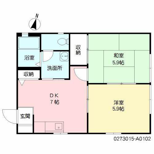 パストラルハイツ(2DK/1階)の間取り写真