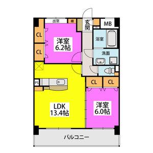 ポワッソンルージュ(2LDK/2階)の間取り写真