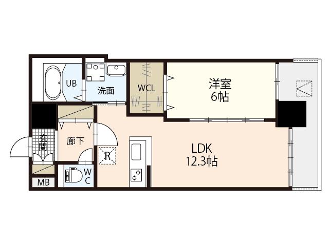 ALBERO GRANDE 城北(1LDK/11階)の間取り写真