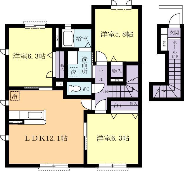 マストライフみどりの C(3LDK/2階)の間取り写真