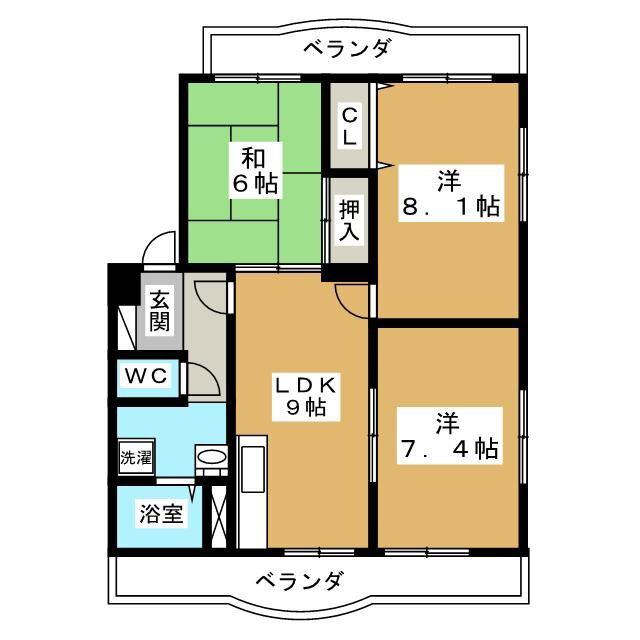 ゼルコーバ(3LDK/2階)の間取り写真