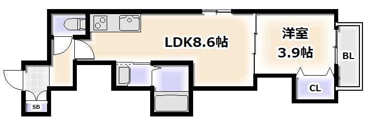 CORALLOあびこ旧F CLIODHNA SE(1LDK/1階)の間取り写真