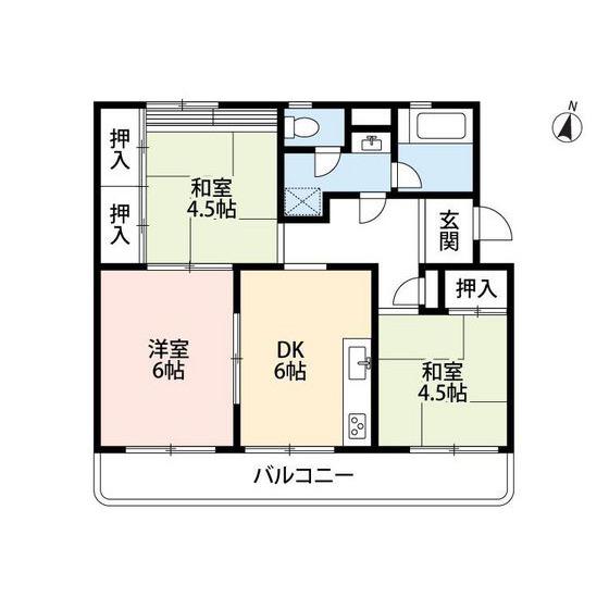 下大利団地(3DK/4階)の間取り写真