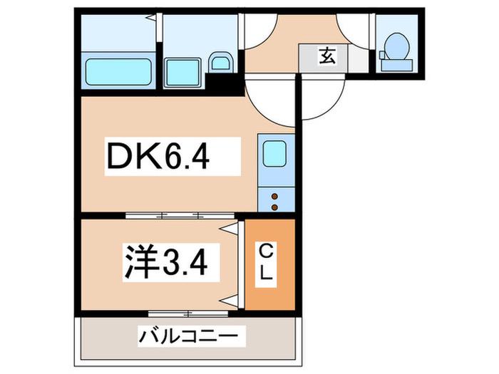 ジーメゾン相模原下溝(1DK/3階)の間取り写真