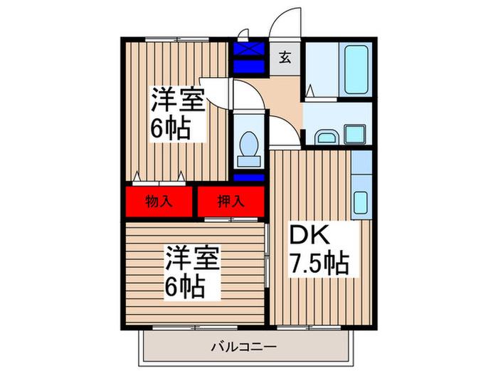 サンライフ新所沢(2DK/1階)の間取り写真