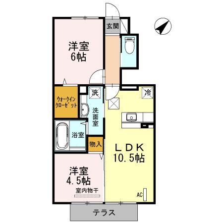 サンモール歓喜(2LDK/1階)の間取り写真