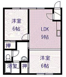 パレスヒルトン(2LDK/2階)の間取り写真