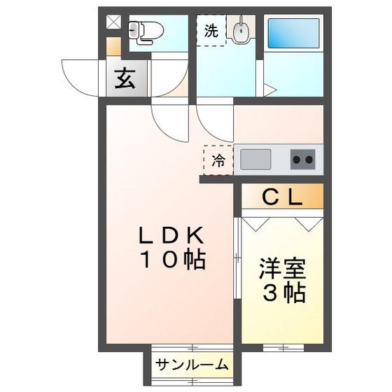 CUORE(1LDK/1階)の間取り写真