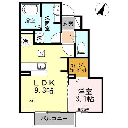 オレンジハウス(1LDK/1階)の間取り写真