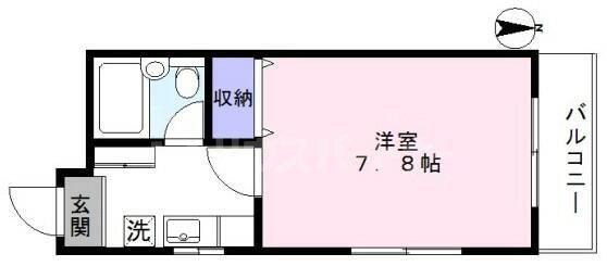 パーシモンハイツ(1K/3階)の間取り写真