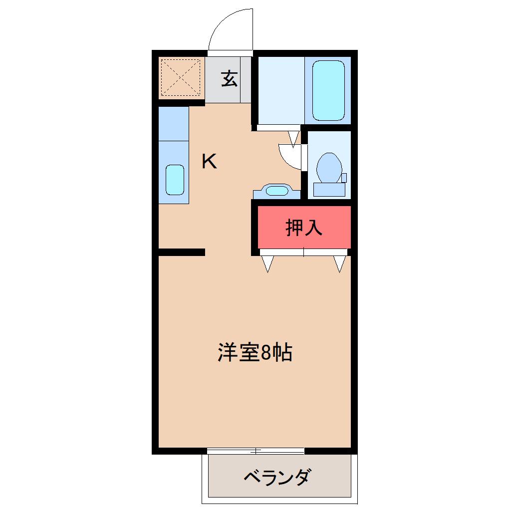 エストシャトー I(1K/2階)の間取り写真