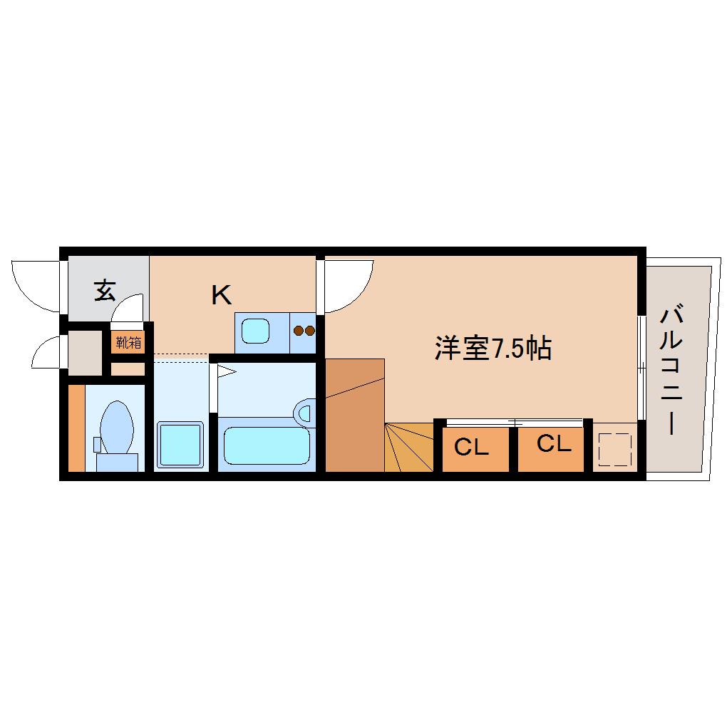 レオパレス佐保川(1K/3階)の間取り写真