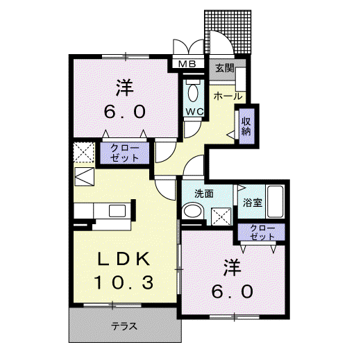 アスターラビスタI(2LDK/1階)の間取り写真