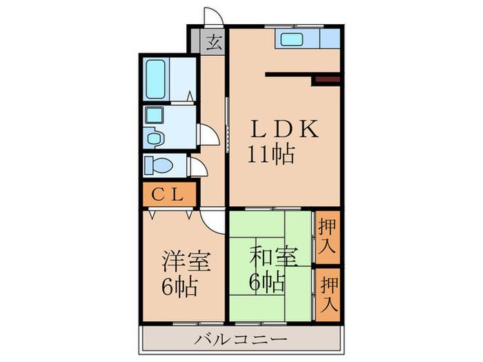 コーポYUMI(2LDK/1階)の間取り写真