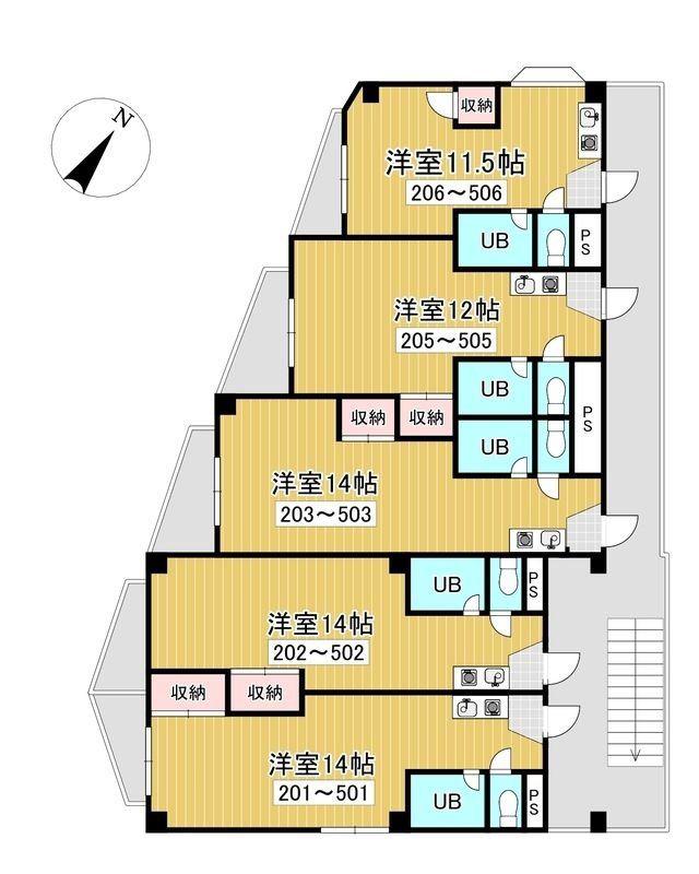 ハイツ上新小松(1LDK/4階)の間取り写真