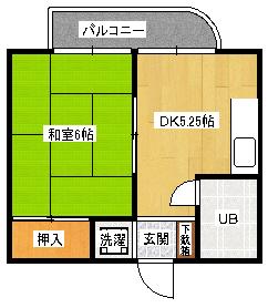 ヴィラ旭(1DK/1階)の間取り写真