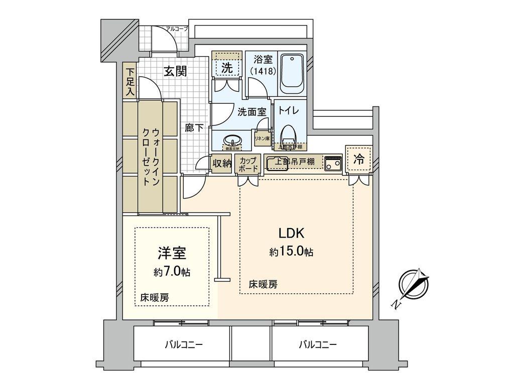 グランドメゾン福岡 THE CENTRAL LUXE(1LDK/6階)の間取り写真