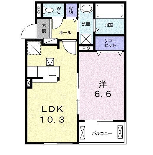 アルカンジュ光 壱番館(1LDK/1階)の間取り写真