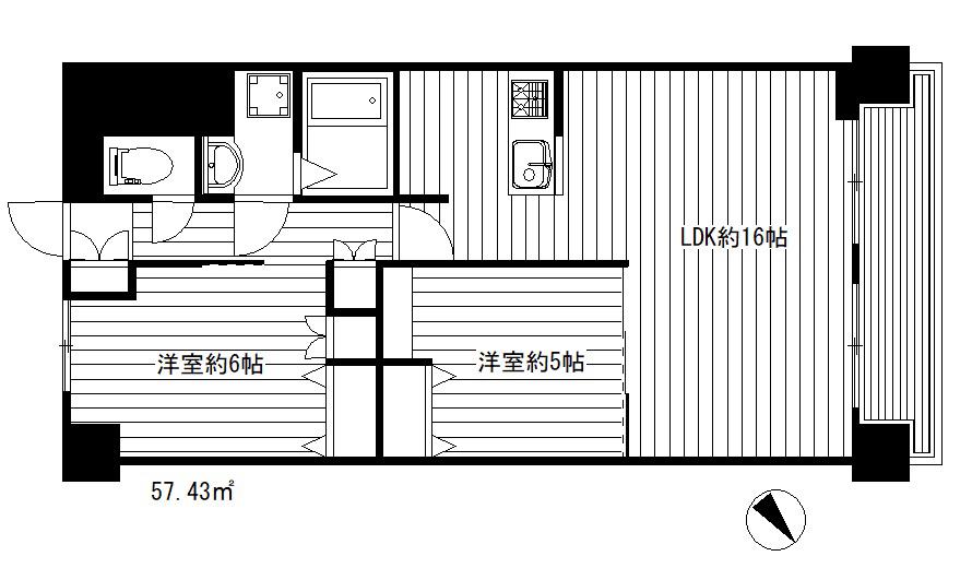 石神井パークサイドマンション(2LDK/6階)の間取り写真