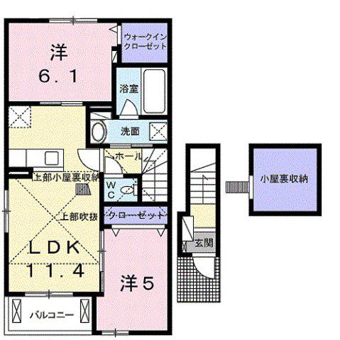 ティアラIII(2LDK/2階)の間取り写真