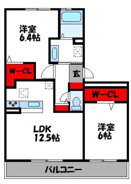 美穂の里六番館(2LDK/2階)の間取り写真
