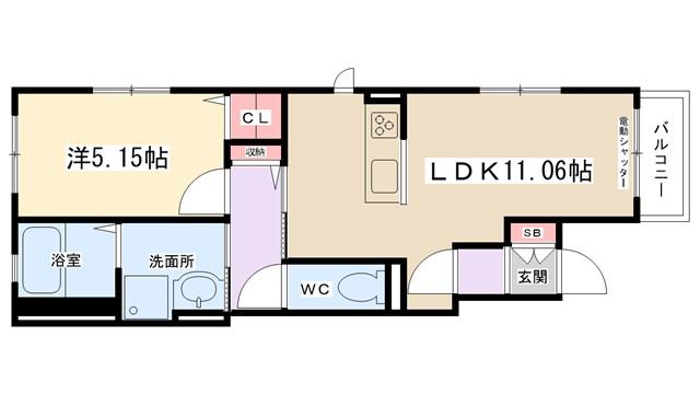 東淵野辺3丁目アパート(1LDK/1階)の間取り写真