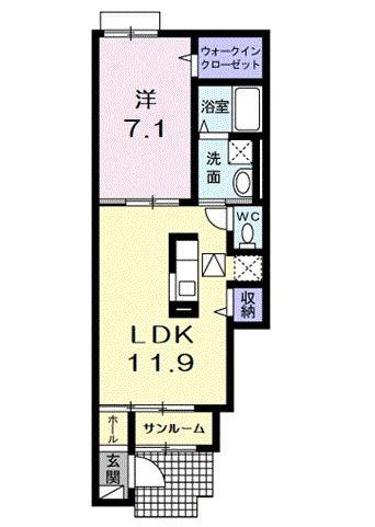 近江鉄道八日市線 八日市駅 徒歩23分 2階建 築11年(1LDK/1階)の間取り写真