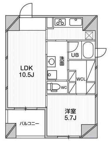 ルクレ堺筋本町レジデンス(1LDK/12階)の間取り写真