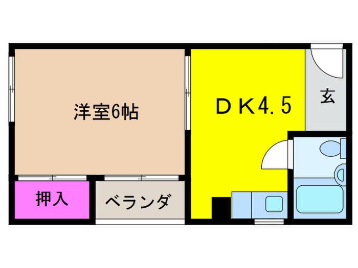 ジュネスシャトー2号館(1DK/4階)の間取り写真