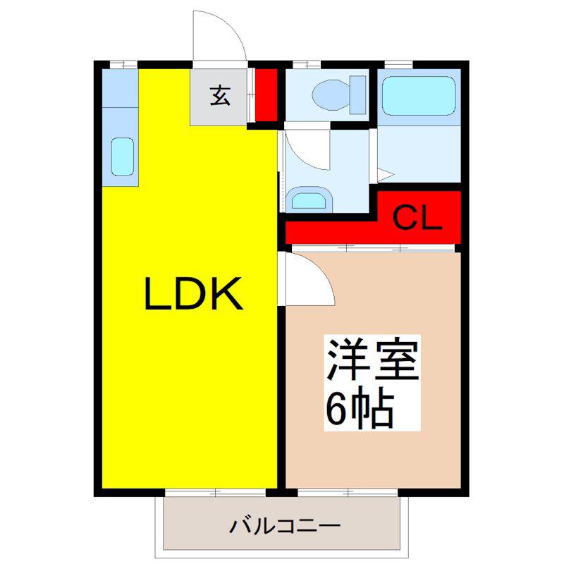 荒川沖西1丁目アパート(1LDK/2階)の間取り写真