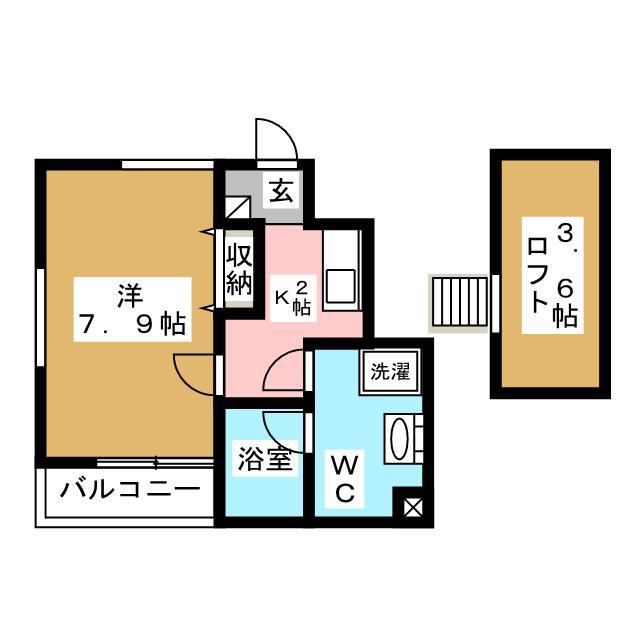 プルミエ(1K/1階)の間取り写真