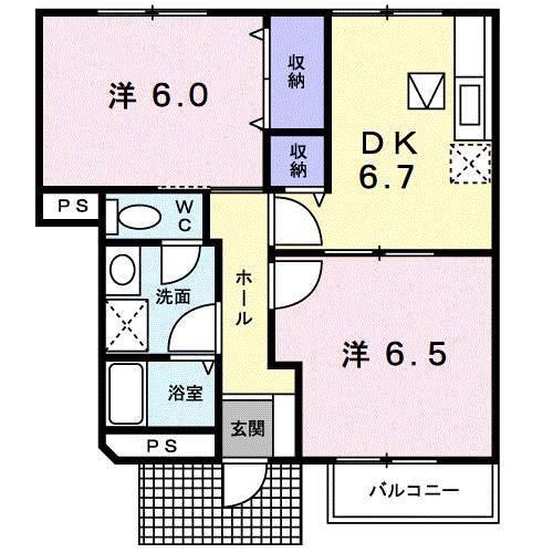 クレストールエム(2DK/1階)の間取り写真