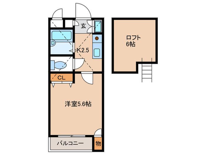 ジュネス飯倉(1K/2階)の間取り写真