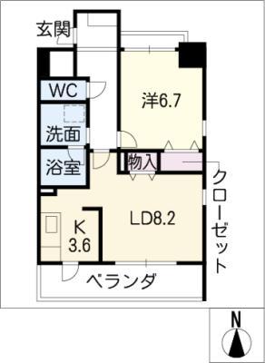 CASAVERDEAOI(1LDK/9階)の間取り写真