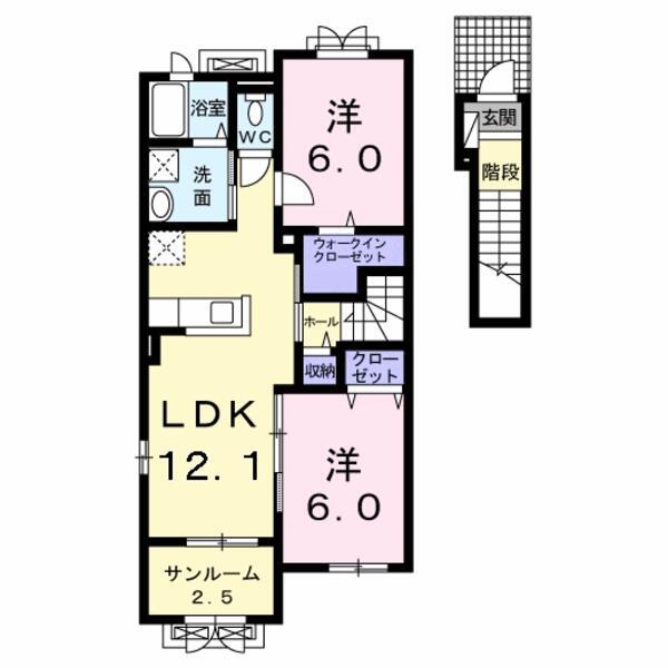 グランレジデンスA(2LDK/2階)の間取り写真
