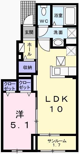 ル・レストII(1LDK/1階)の間取り写真