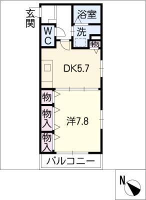 ブランシェ・アヴァンティー(1DK/2階)の間取り写真