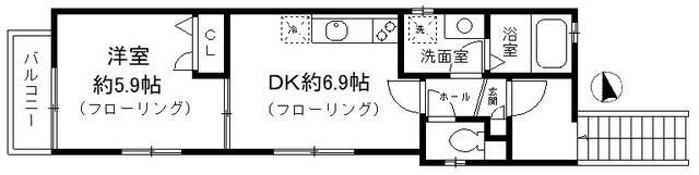 京阪本線 清水五条駅 徒歩7分 2階建 築14年(1DK/2階)の間取り写真