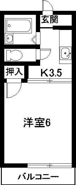 サンハイム星宮(1K/1階)の間取り写真