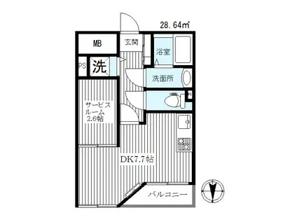 ニューイーストコート上野(ワンルーム/2階)の間取り写真