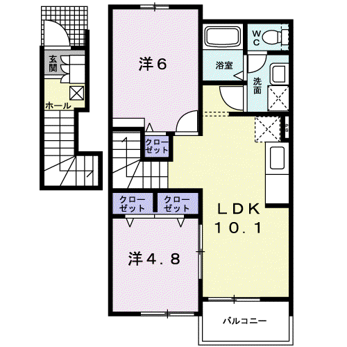 ファミーユ・K(2LDK/2階)の間取り写真