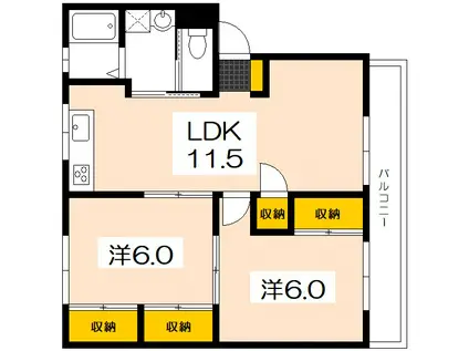 田中第一ビル(2LDK/1階)の間取り写真