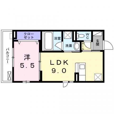 アルバ 八尾(1LDK/1階)の間取り写真
