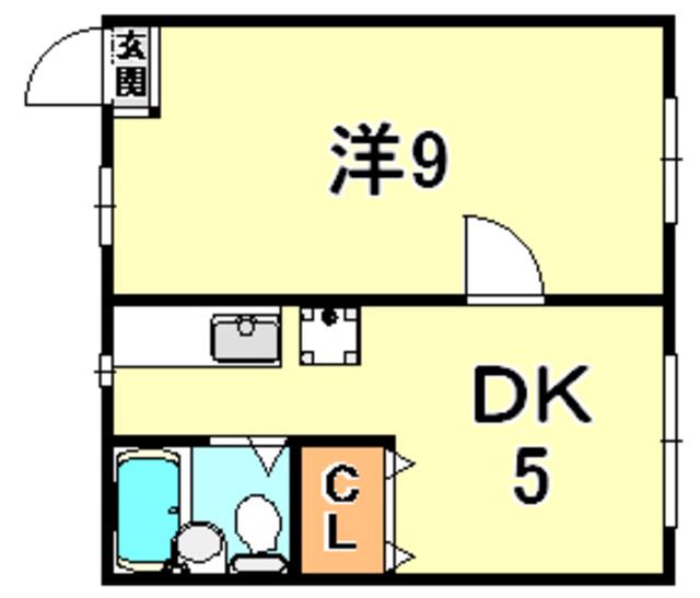 土居アパート(1DK/2階)の間取り写真