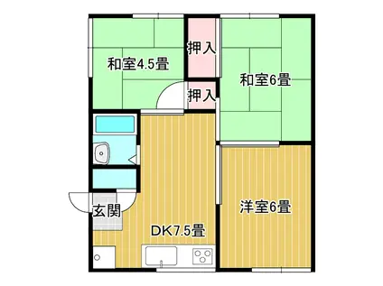 永川ハイツ(3DK/1階)の間取り写真