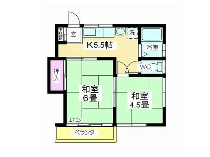根本ハイツ(2K/2階)の間取り写真