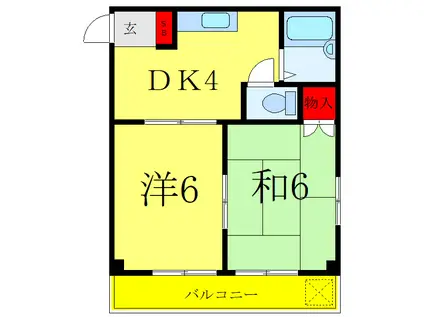 マーベリーハイム(2DK/3階)の間取り写真