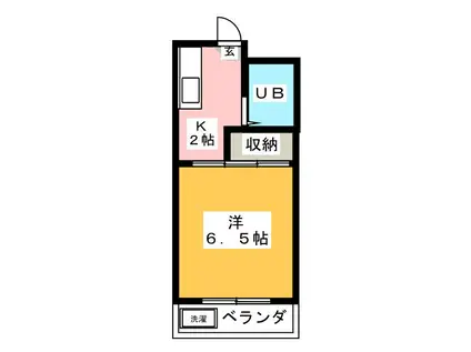 コーポレッド(1K/2階)の間取り写真