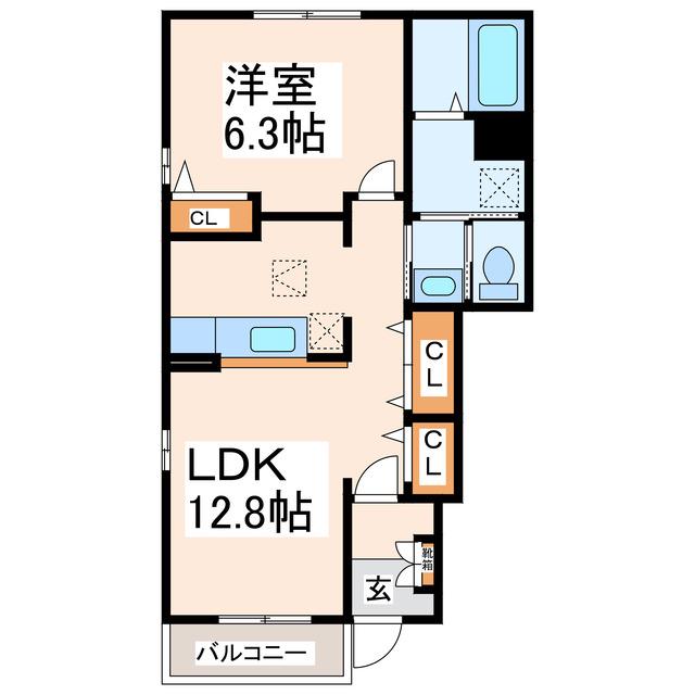 グラースKI・KII(1LDK/1階)の間取り写真